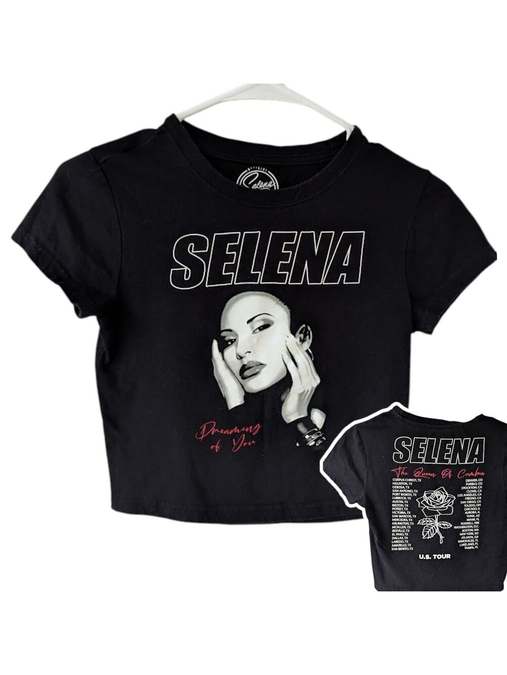 Selena Graphic T-Shirt Black Youth Small Dreaming of You Tour Concert Tee 14x16